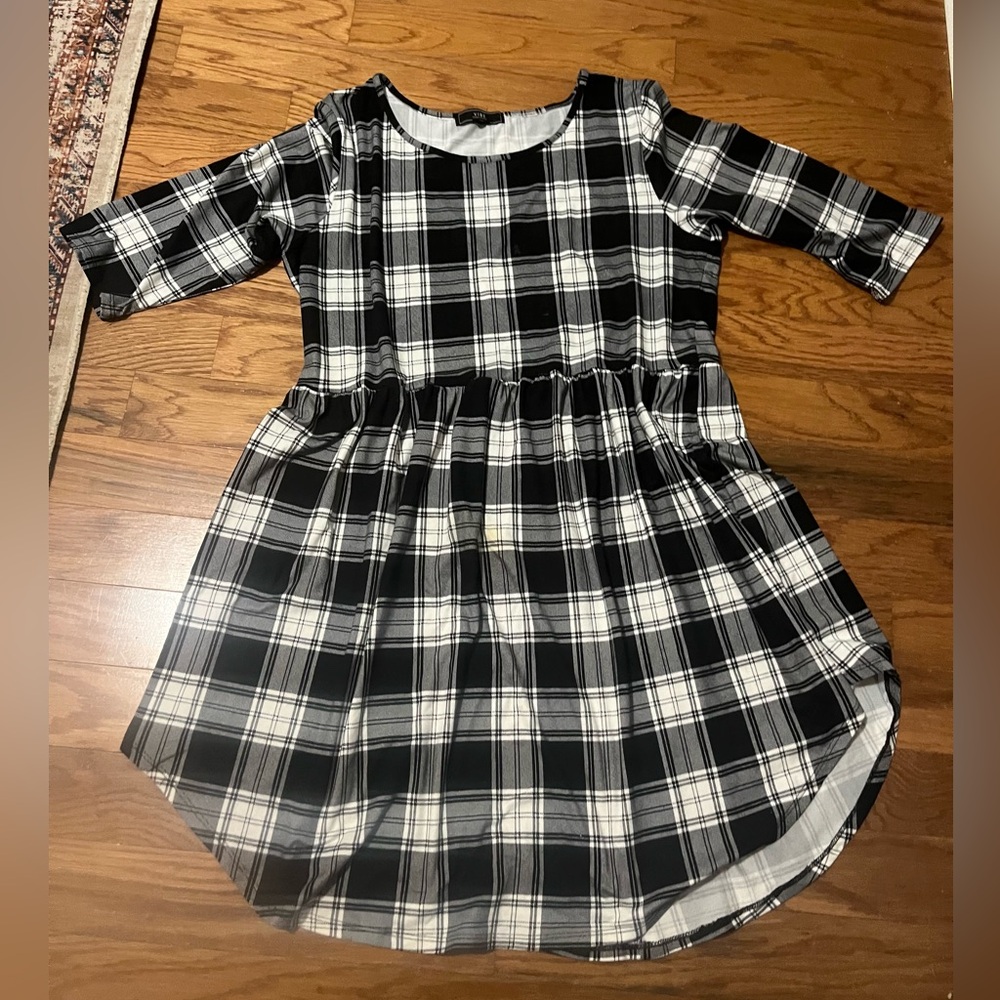 ⚠️ 5/25$ Vibe Black and White Plaid High/low Tunic/ Dress